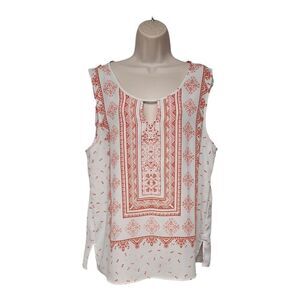 PEACH by BLU-PEPPER SLEEVELESS FLORAL TOP SIZE 1XL PEACH/WHITE